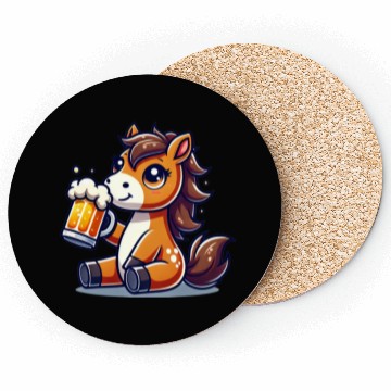 Discover Cute Horse Drinking Beer Coasters