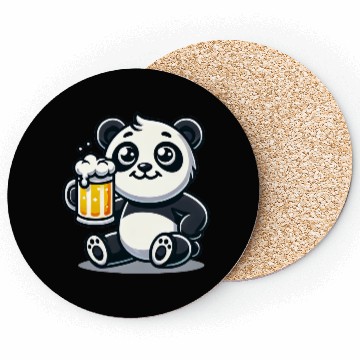 Discover Cute Panda Drinking Beer Coasters