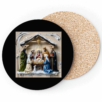 Discover Nativity manger, tree wise men Bethlem Coasters