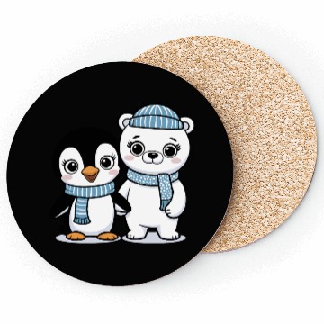 Discover Happy Penguin and Polar Bear Best Friends Coasters