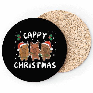 Discover Merry Christmas Cute Capybara Festive Lights Coasters