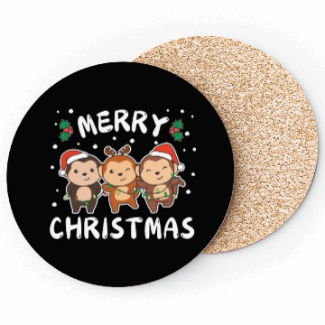 Discover Merry Christmas Cute Monkey Festive Lights Monkey Coasters