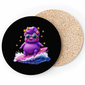 Discover Cosmic Surfing Funky Creature Design Coasters
