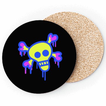 Discover Pirate Skull and Bones Skeleton Graffiti Drops Fun Coasters