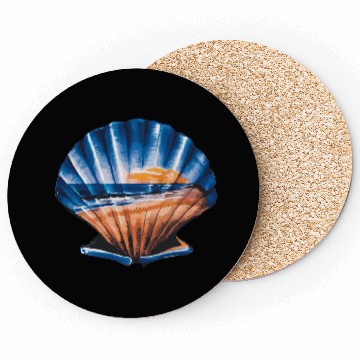 Discover Seashell Beach Scene Serene Ocean Landscape Coasters