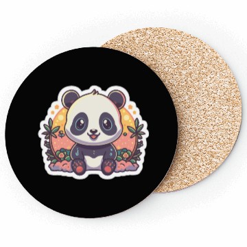 Discover Cute Panda Fantasy Illustration Minimalist Panda Coasters
