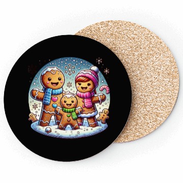 Discover Gingerbread Family Christmas Delight Coasters