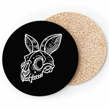 Discover Minimalistic Vector Rabbit Skull Kids Drawing Coasters