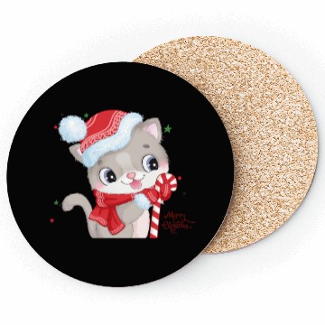 Discover Candy Cane Cuteness: Christmas Kitty Coasters
