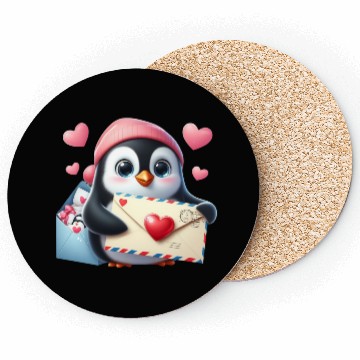 Discover Penguin Valentine Mail with Heart Coasters