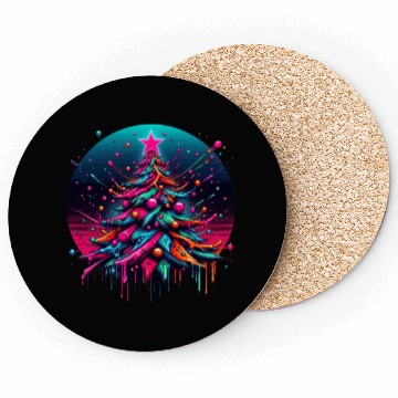 Discover Neon Graffiti Christmas Tree with Bold Spray Paint Coasters