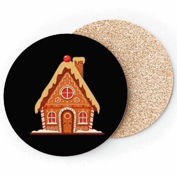Discover Festive Gingerbread House Print Coasters
