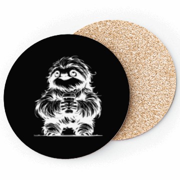 Discover Sloth With Coffee Mug Pencil Drawing Coasters