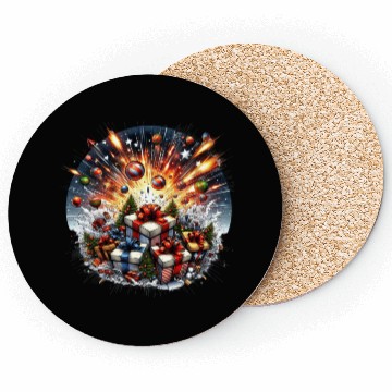 Discover Exploding Presents Fireworks - Christmas Gifts Coasters