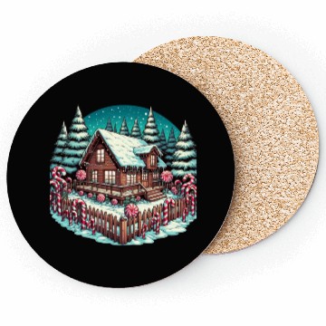 Discover Candy Cane Cabin - Christmas Gifts Coasters