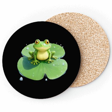 Discover Cheerful Frog on Lily Pad Coasters