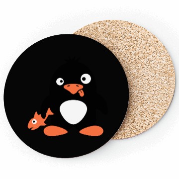 Discover Funny Penguin Caught Fish Crazy Stupid Weird Face Coasters