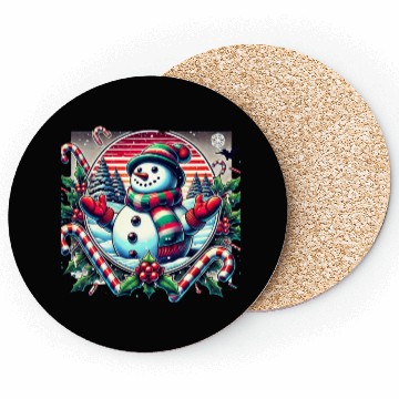 Discover 80s Christmas Snowman Delight Coasters