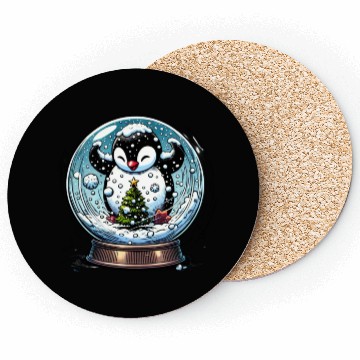 Discover Penguin in a Snow Globe: Christmas Storm & Cheer Coasters