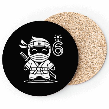 Discover Children Ninja Kid 6th Birthday Vector path22 Coasters