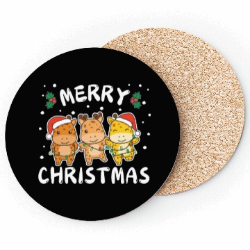Discover Merry Christmas Cute Giraffe Festive Lights Coasters