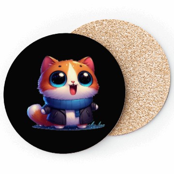 Discover My cute cat in winter Coasters