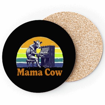 Discover Mama Cow Playing Piano Retro Design Coasters