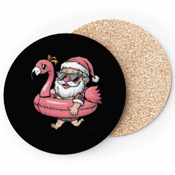 Discover Summer Santa Claus with Flamingo Float Coasters