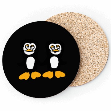 Discover Two Penguins Team 2 Friends Confused Hands Holding Coasters