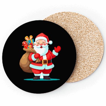 Discover Joyful Santa with Gift Sack Design Coasters