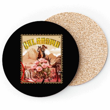 Discover Oklahoma Cowgirl Stamp Coasters