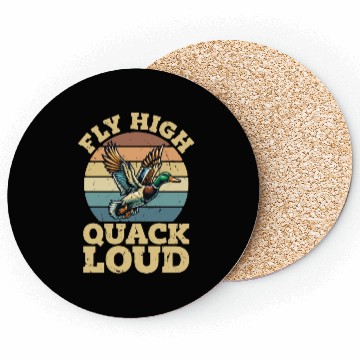 Discover Mallard Duck Fly High Quack Loud Retro Water Bird Coasters