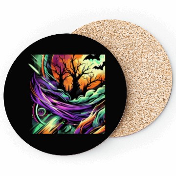 Discover Coasters Halloween Graffiti Design - Neon Abstract