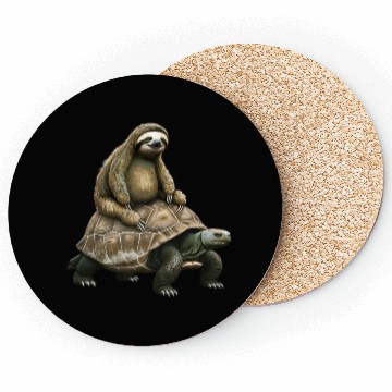 Discover Slow Journey: Sloth on Tortoise's Back Coasters