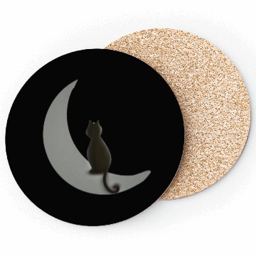 Discover Moon and Cat Night Coasters