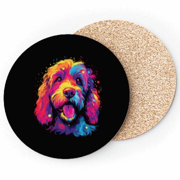 Discover Watercolor Colorful Labradoodle Coasters
