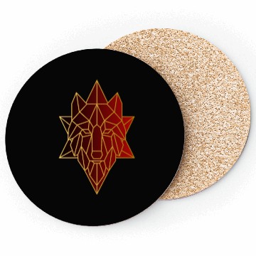Discover Geometric wolf animals gold and red gradient cool Coasters