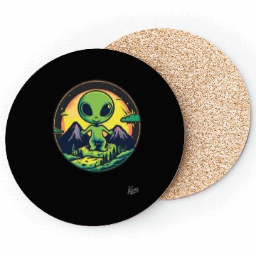 Discover Cute Green Alien Loves Nature Coasters