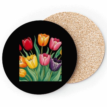 Discover Flowerful Tulips T shirrt Coasters