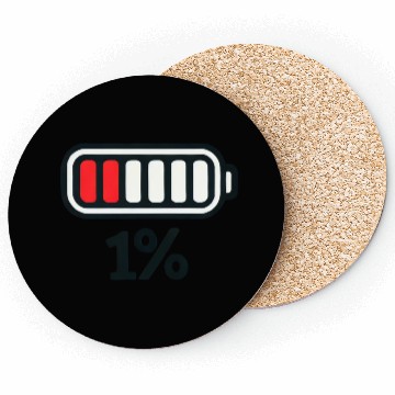 Discover Low Battery Icon with 1% Charge Coasters