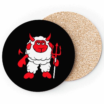 Discover Sheep Devil Satan Hell Evil Trident Horns Cool Fun Coasters