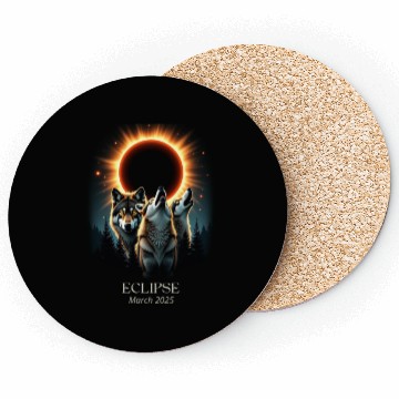 Discover Three Wolves and Solar Eclipse, Forest Wolf Animal Coasters
