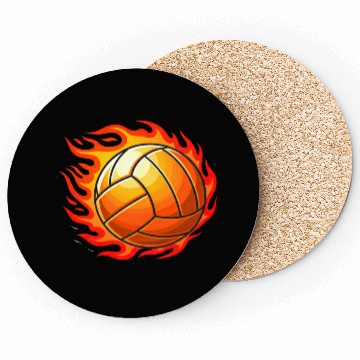 Discover Fiery Volleyball Flame Design Coasters
