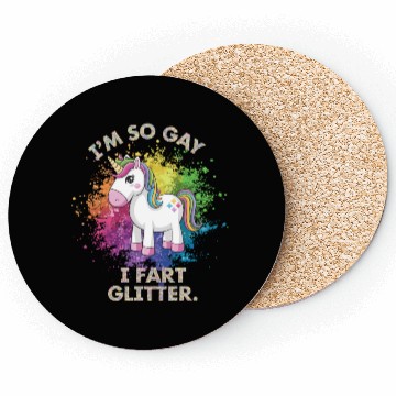 Discover Funny Gay Pride Unicorn Fart Gift for Men Coasters