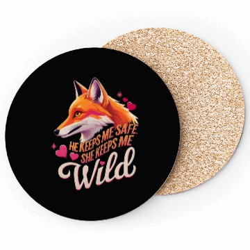 Discover He Keeps Me Safe She Keeps Me Wolf Lover couple Coasters