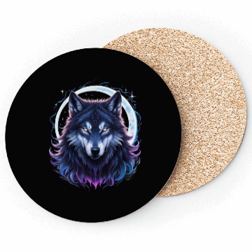 Discover Mystic Blue Arcane Wolf Coasters