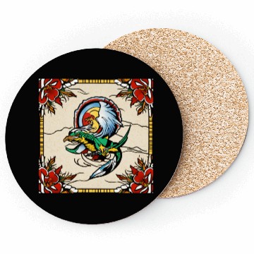 Discover Dragonbird in Stained-Glass Garden" Coasters