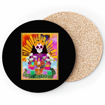 Discover Rainbow Butterfly Santa Muerte Coasters