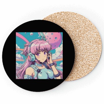 Discover Pastel Cyberpunk Anime Girl Design Coasters