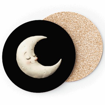 Discover Cute Moon Sleeping Moon with a Smile Coasters